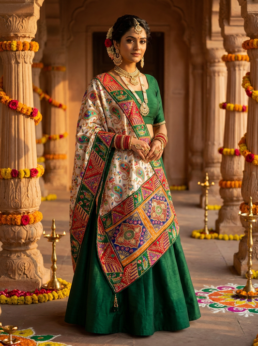 Rajasi Cream Art Dupatta, Cream — product view 1