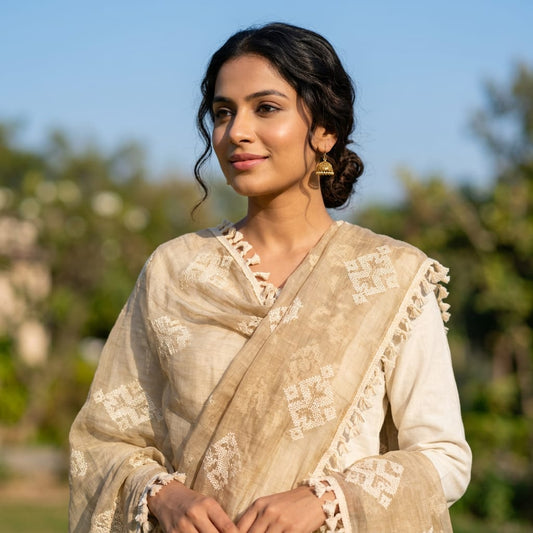 Jharokha Chikankari Dupatta — product view 1