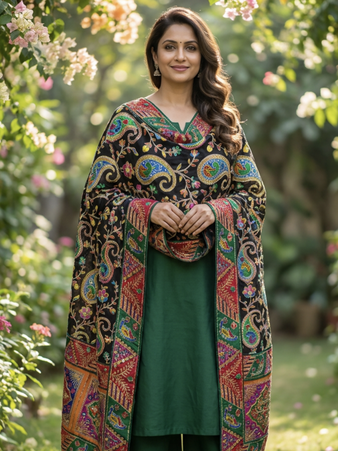 Rajasi Art Dupatta, Black — product view 1