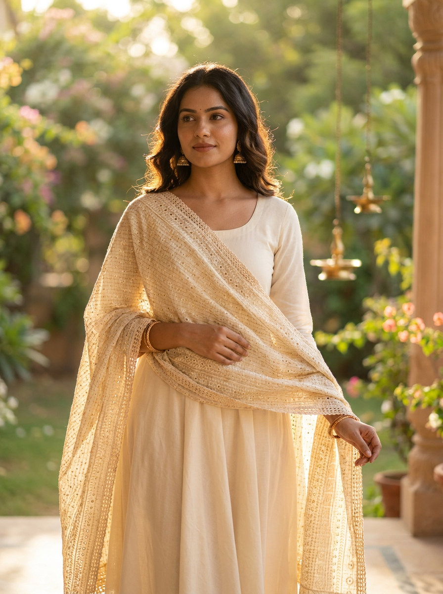 Saadgi Chikankari Dupatta — product view 2