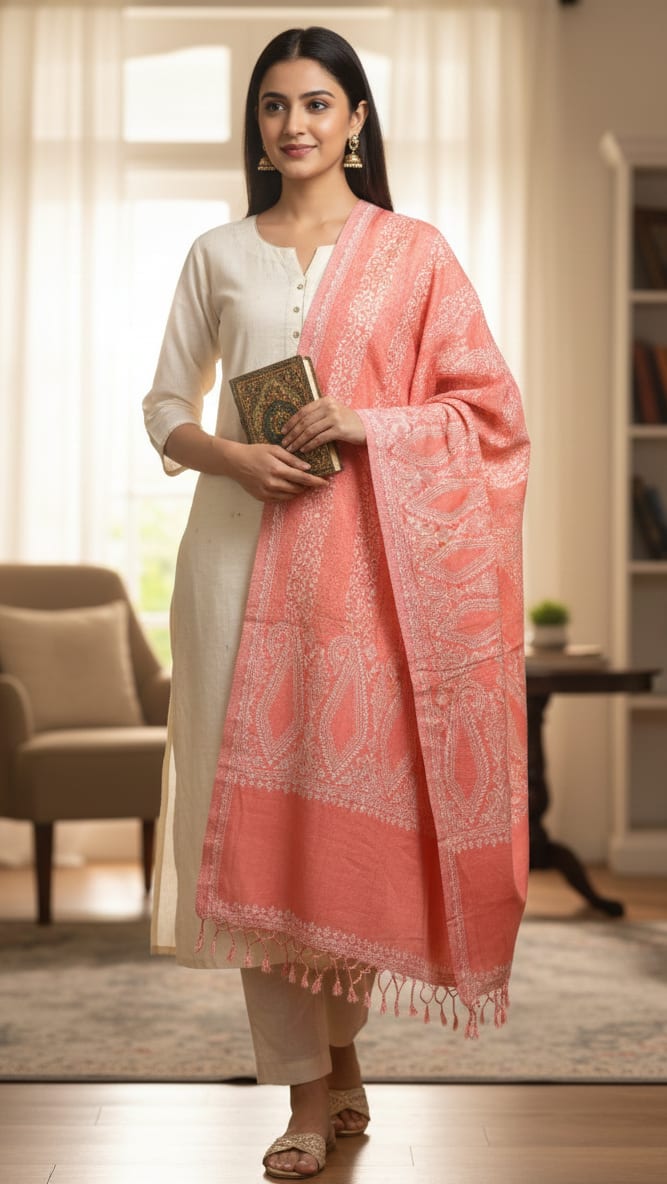 Peach Whisper Soft Woven Stole — product view 1
