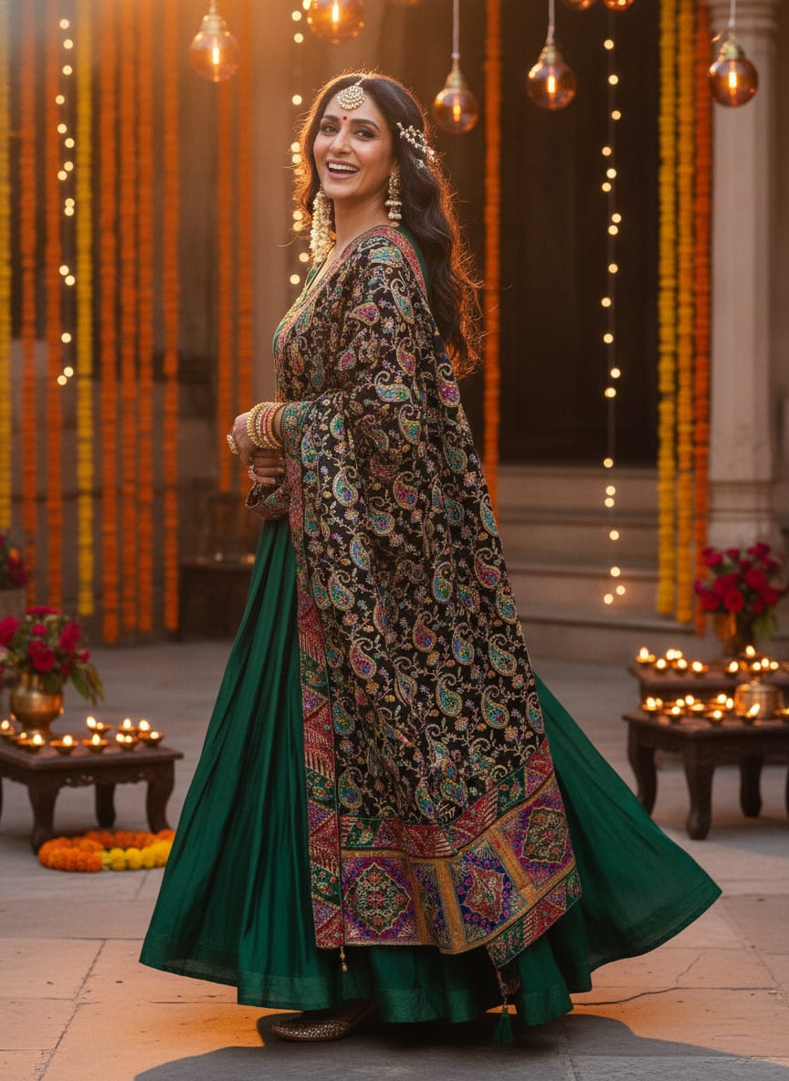 Rajasi Art Dupatta, Black — product view 2