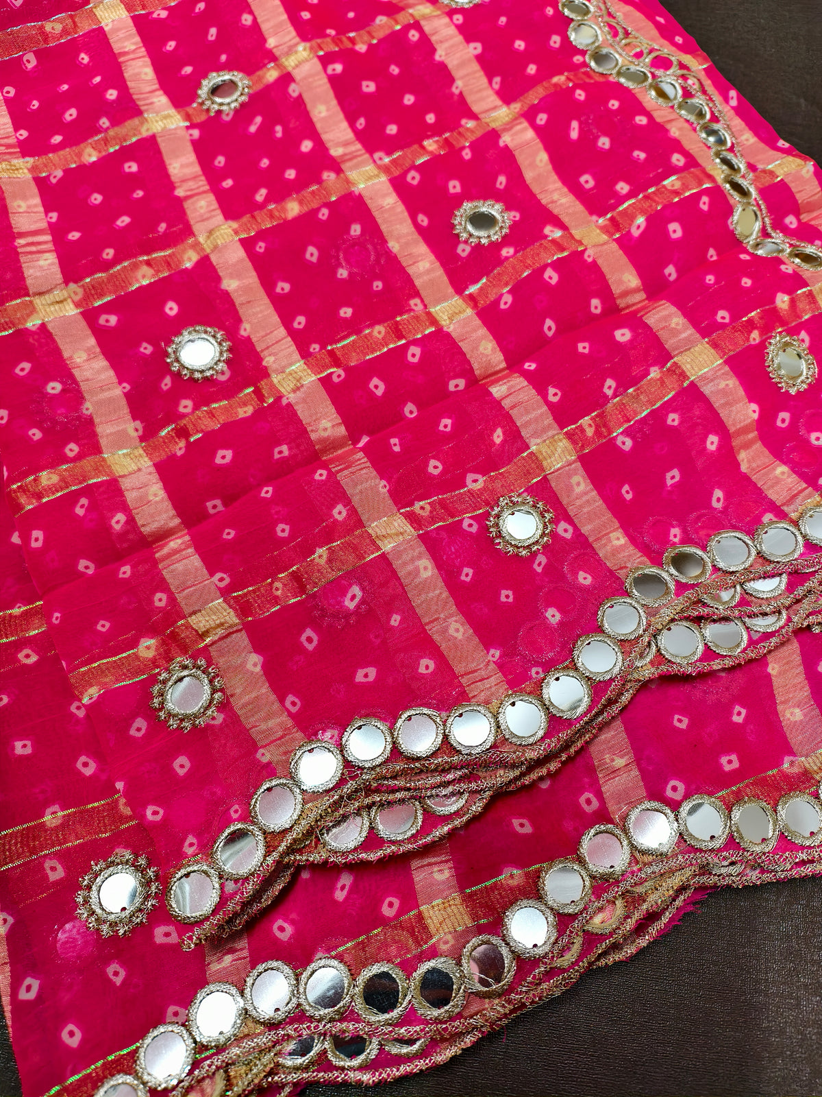 Jagmag Mirror Dupatta, Hot Pink — product view 2