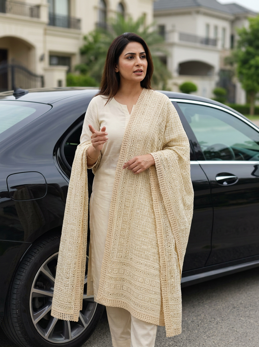 Saadgi Chikankari Dupatta — product view 3