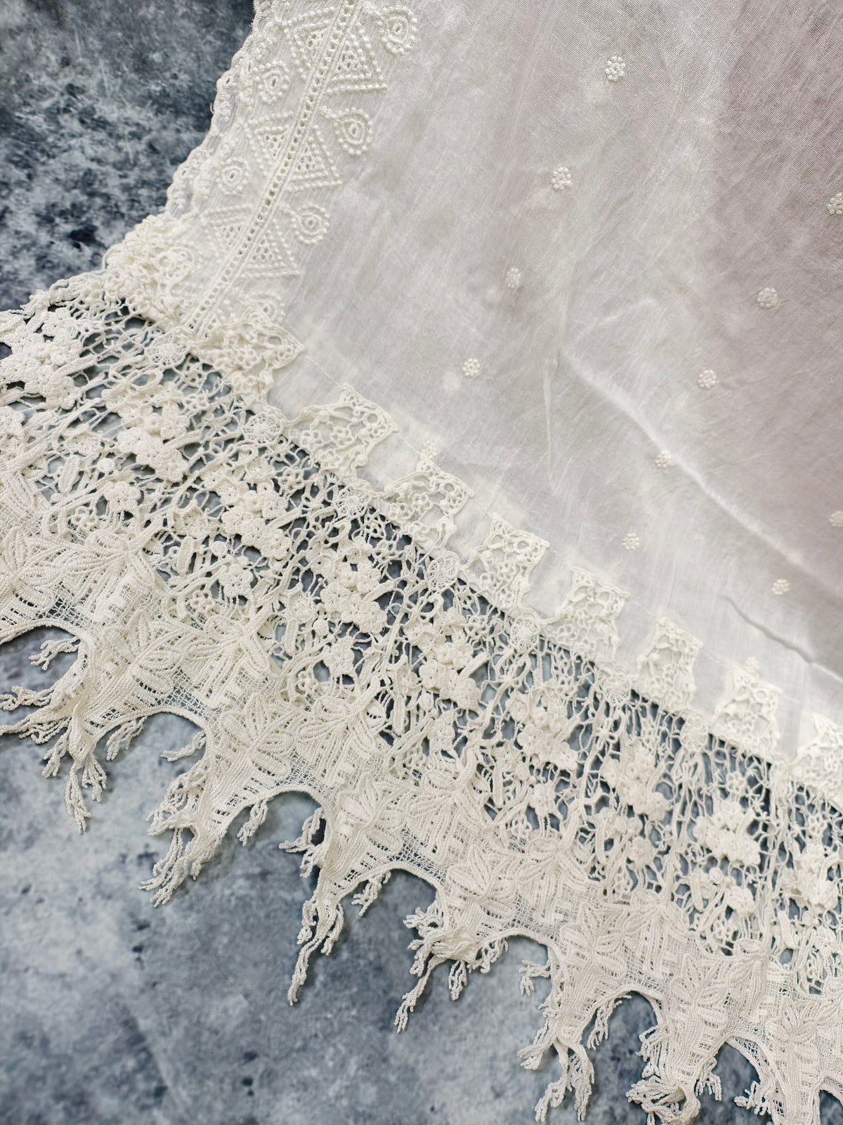 Jhaalar Cream Cutwork Dupatta — product view 3
