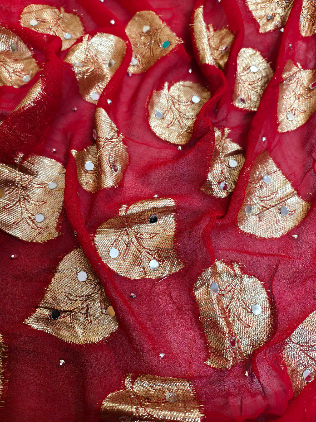 Patjhad Mirror Dupatta, Crimson Red — product view 3