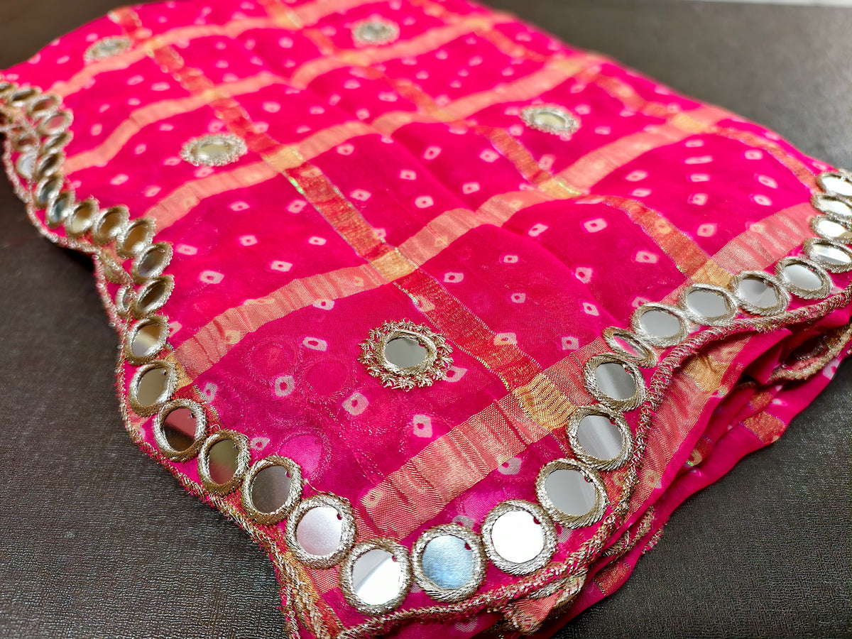 Jagmag Mirror Dupatta, Hot Pink — product view 3