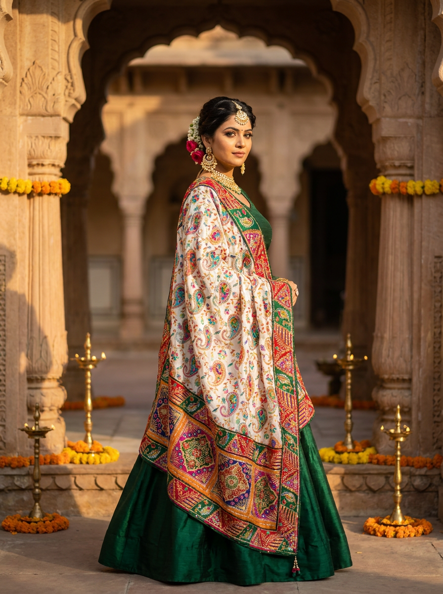 Rajasi Cream Art Dupatta, Cream — product view 3