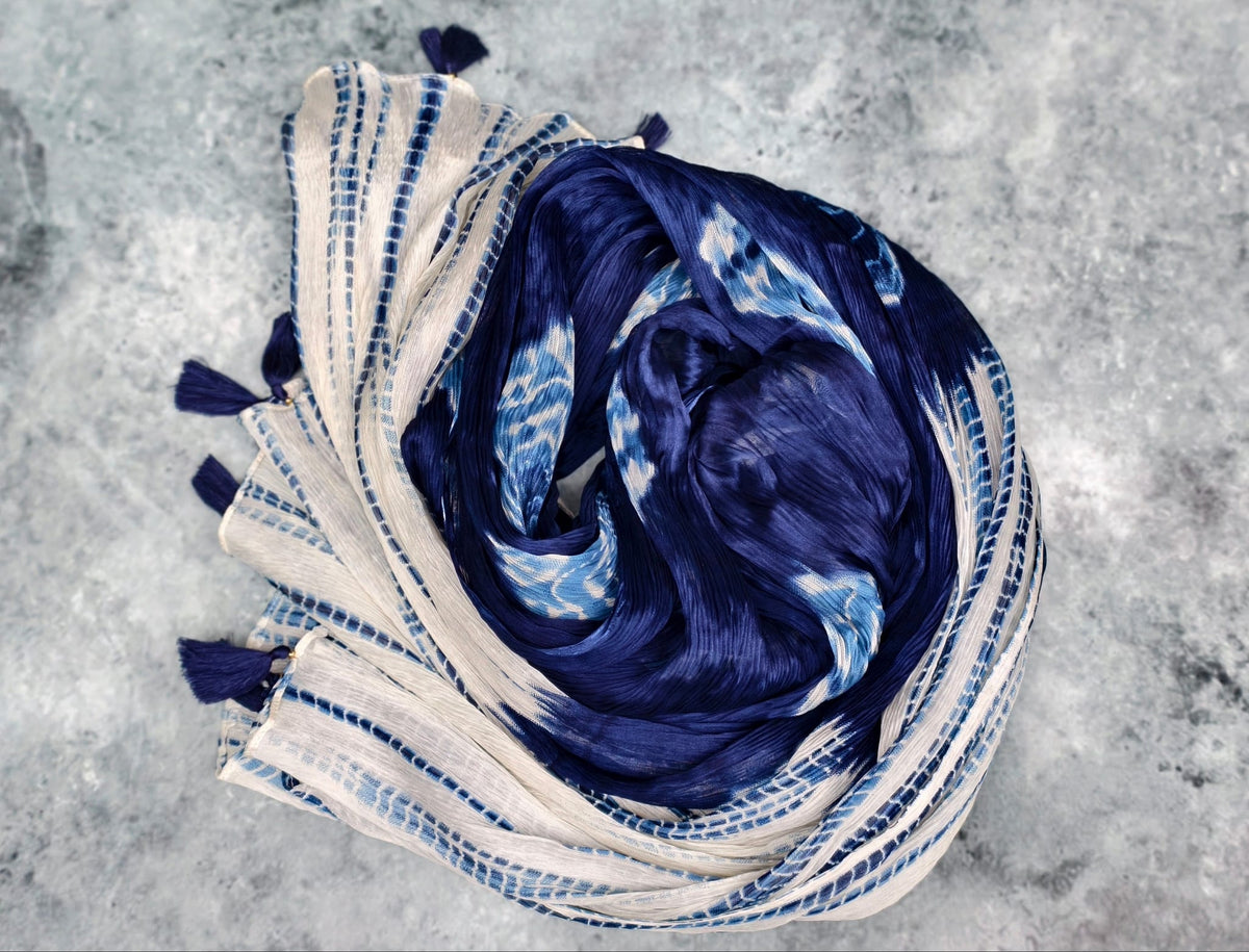 Indigo Flow Artisanal Tie Dye Stole — product view 3