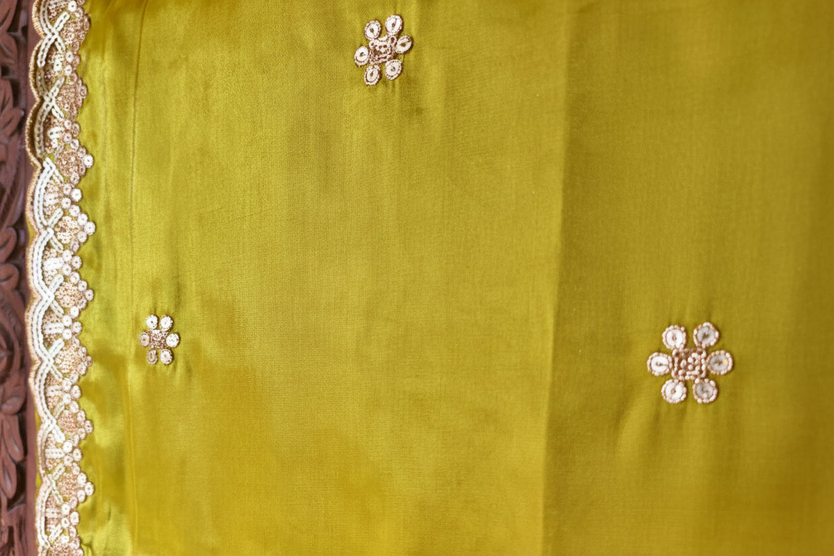 Festive Haldi Yellow Embellished Dupatta With Premium Lace Border — product view 4