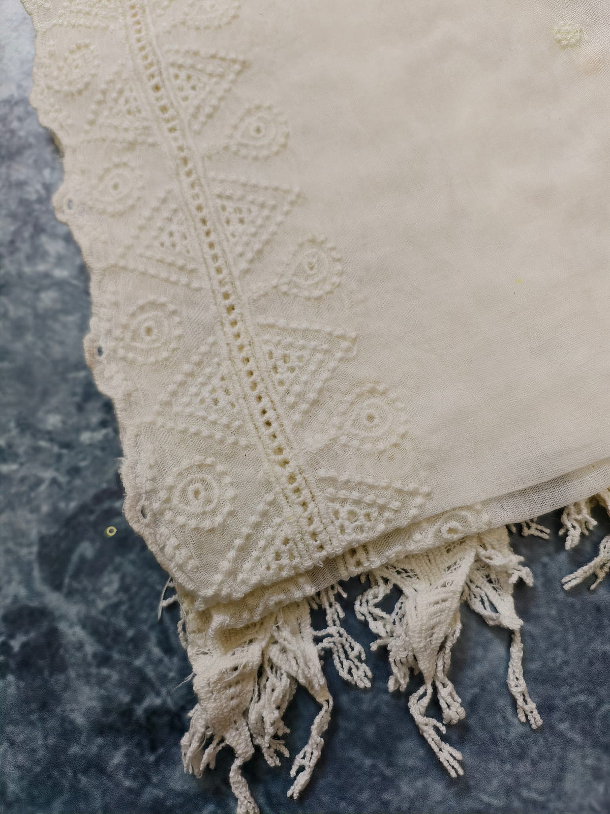Jhaalar Cream Cutwork Dupatta — product view 4