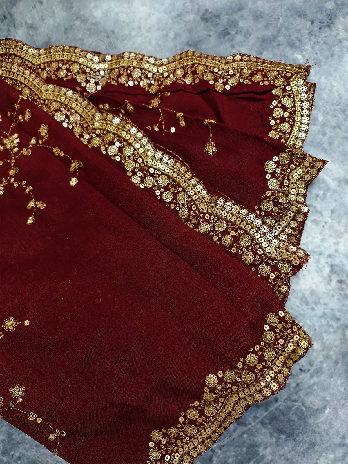 Combo Maroon & Gold Embroidered Festivity Dupatta — product view 4
