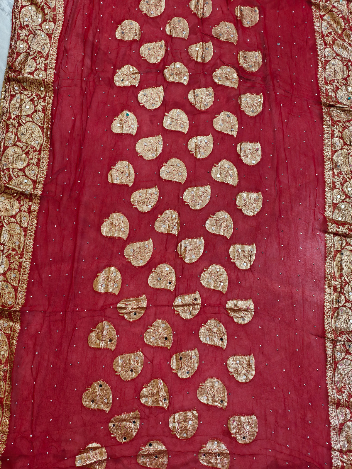 Patjhad Mirror Dupatta, Crimson Red — product view 4