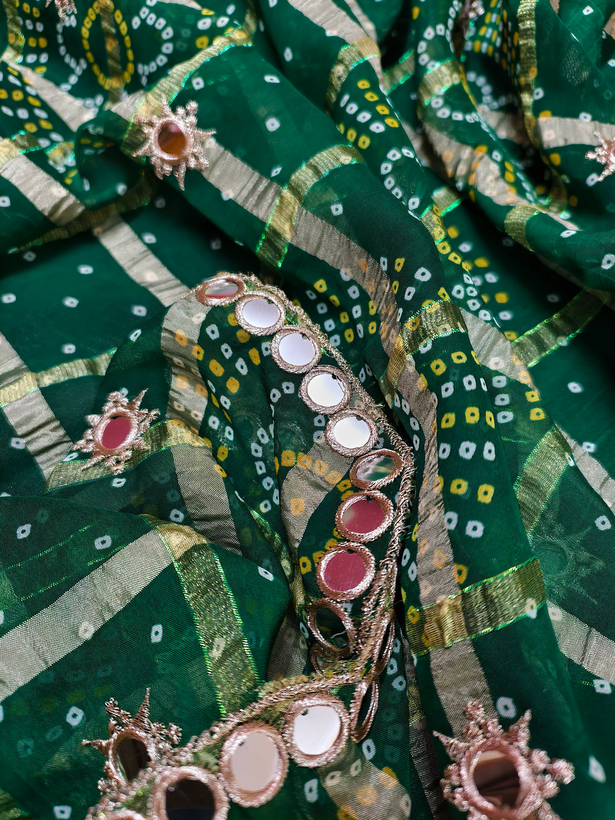 Jagmag Mirror Dupatta, Emerald Green — product view 4