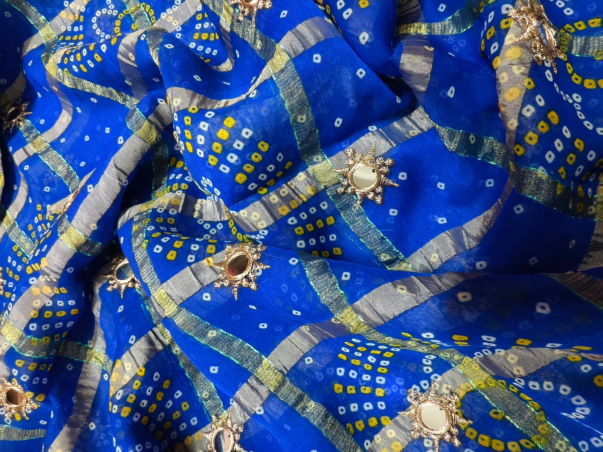 Jagmag Mirror Dupatta, Royal Blue — product view 4