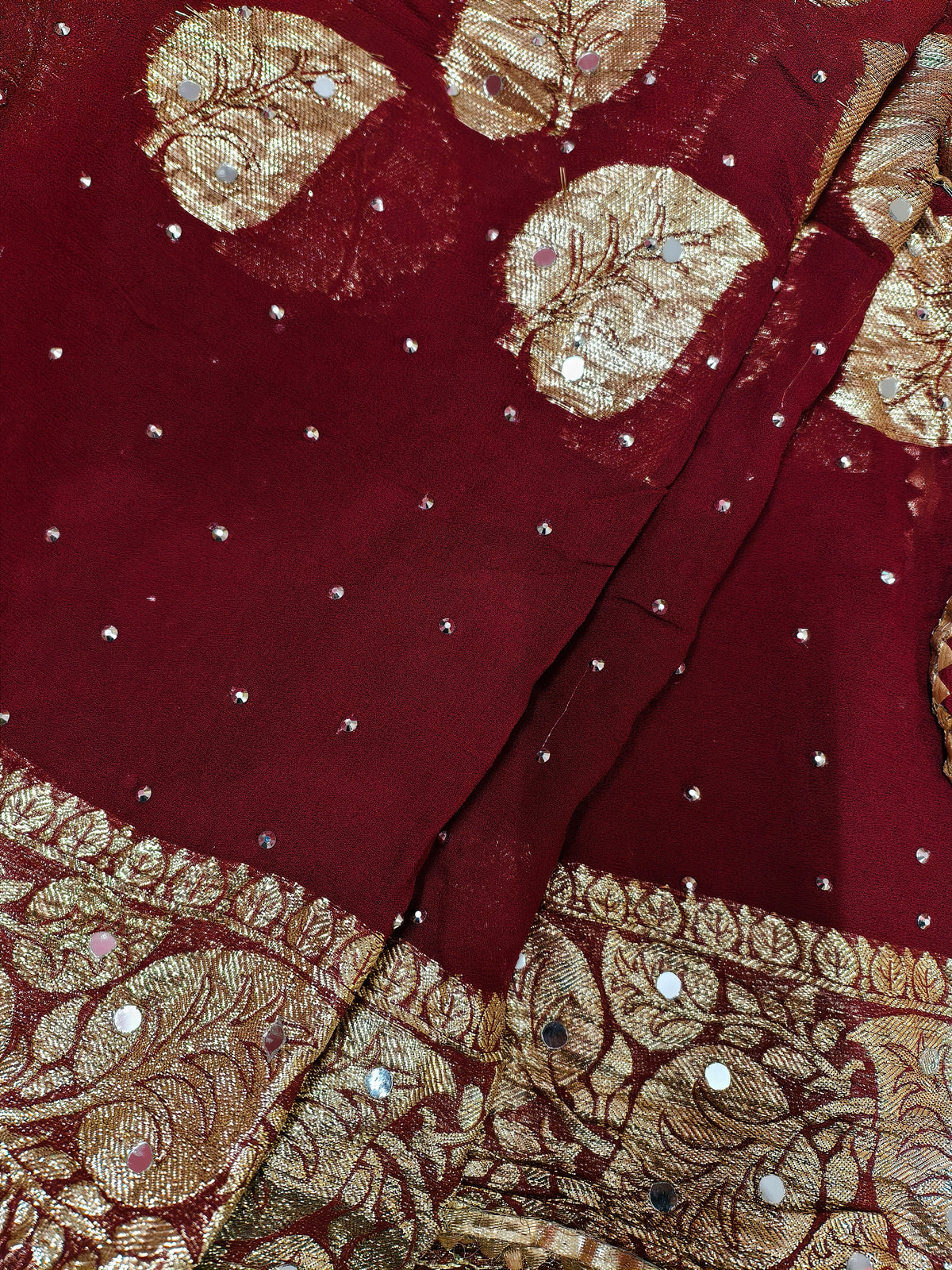 Patjhad Mirror Dupatta, Maroon — product view 4