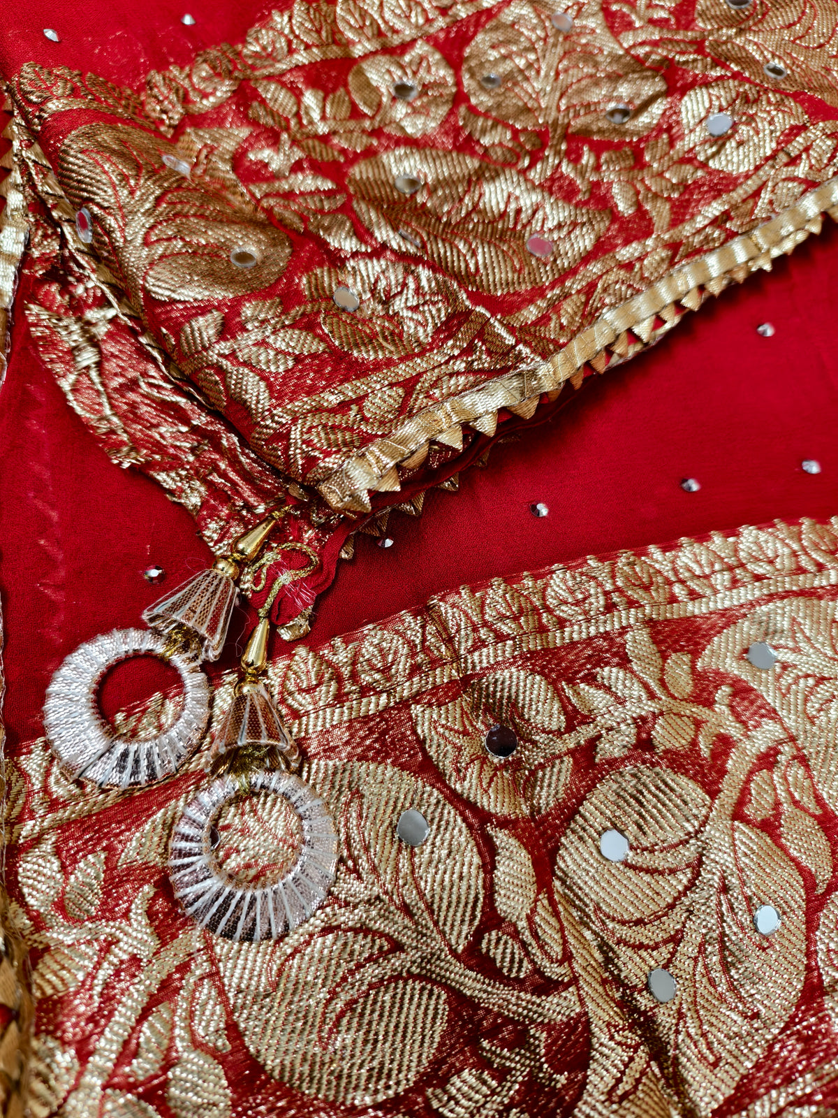 Patjhad Mirror Dupatta, Crimson Red — product view 5