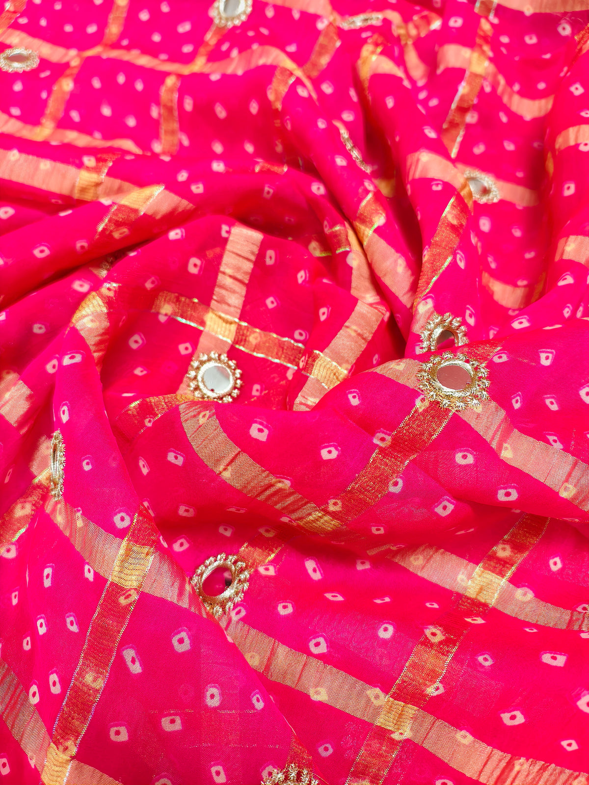 Jagmag Mirror Dupatta, Hot Pink — product view 5
