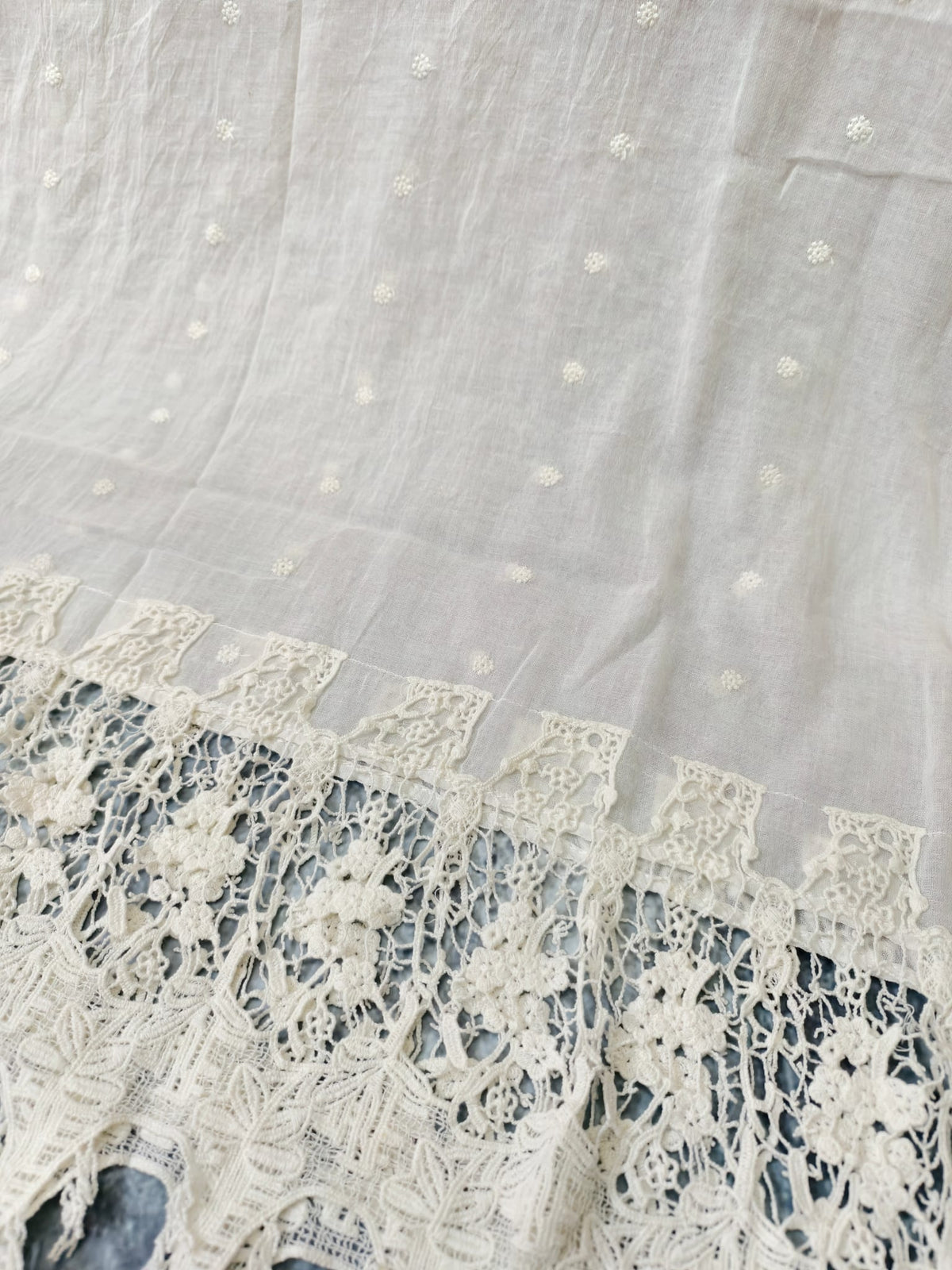 Jhaalar Cream Cutwork Dupatta — product view 5