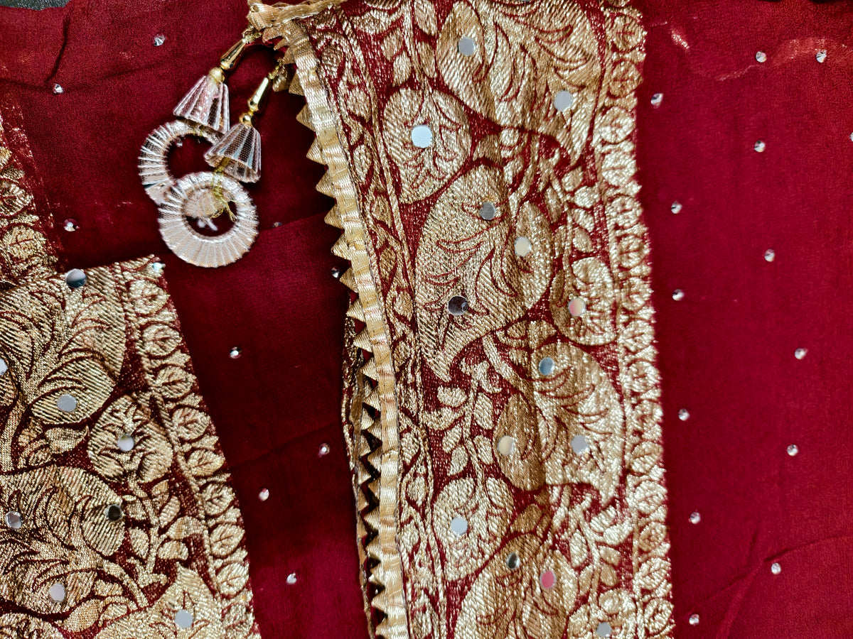 Patjhad Mirror Dupatta, Maroon — product view 5