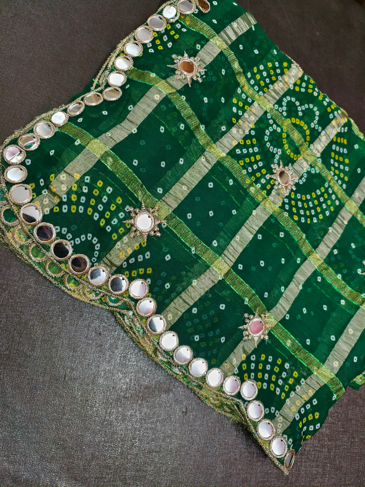 Jagmag Mirror Dupatta, Emerald Green — product view 6