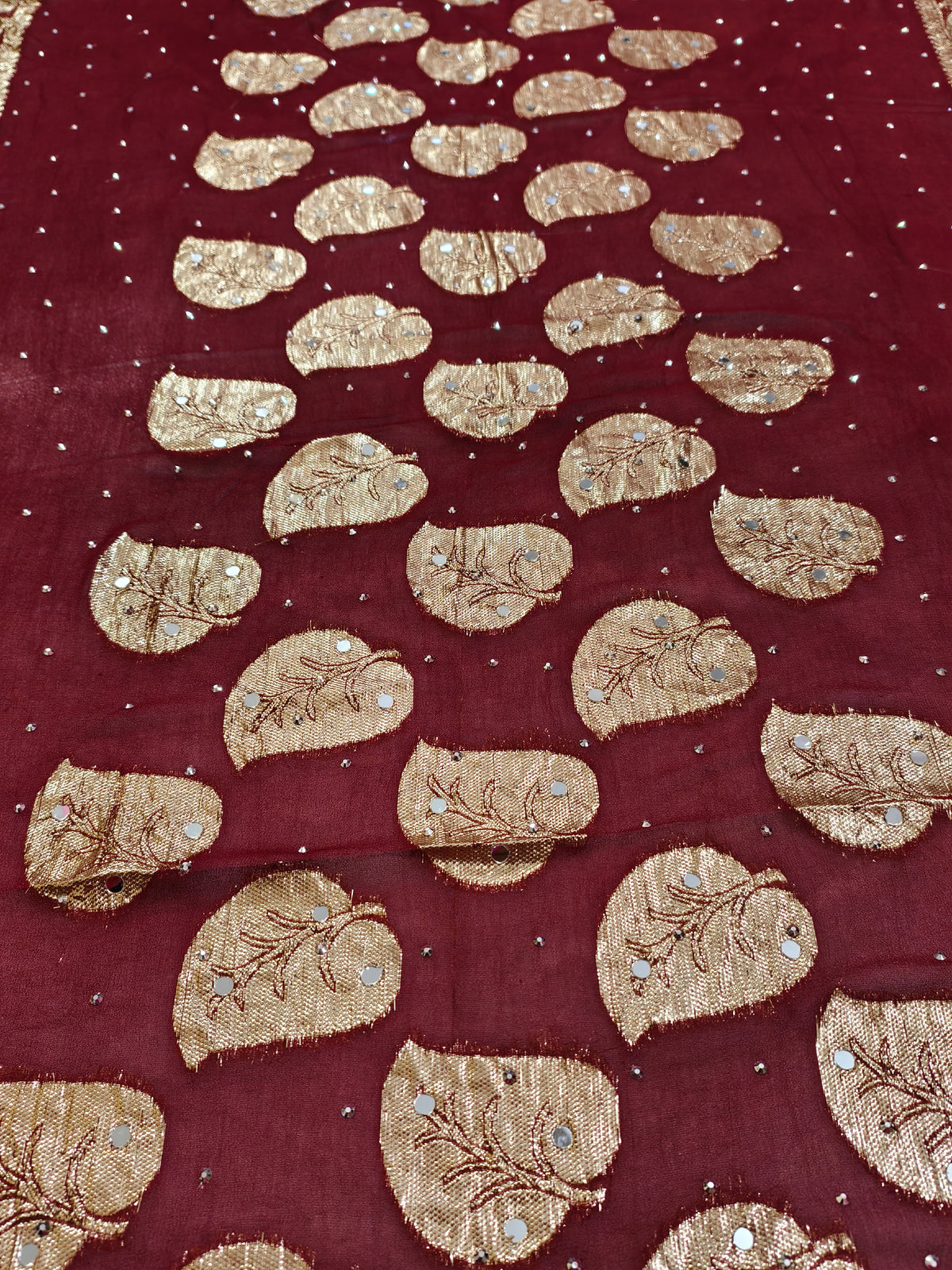 Patjhad Mirror Dupatta, Maroon — product view 6