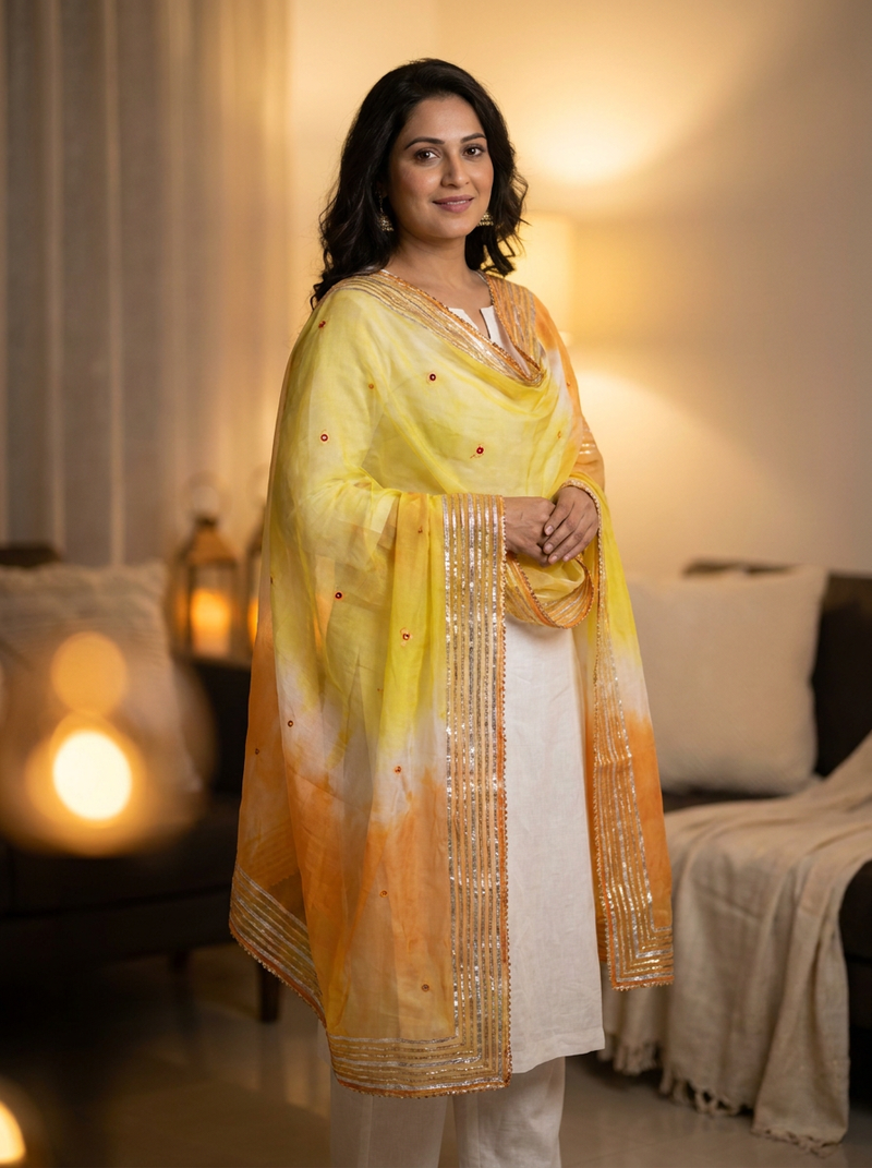 Same model wearing the Ambar Gota Dupatta