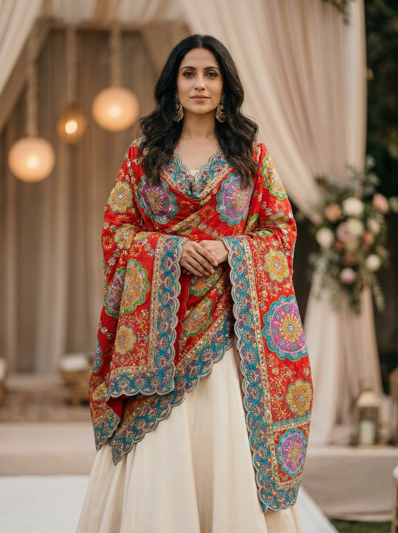 Same model wearing the Jhoomar Dupatta