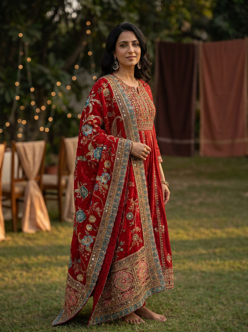 Same model wearing the Sajawat Dupatta