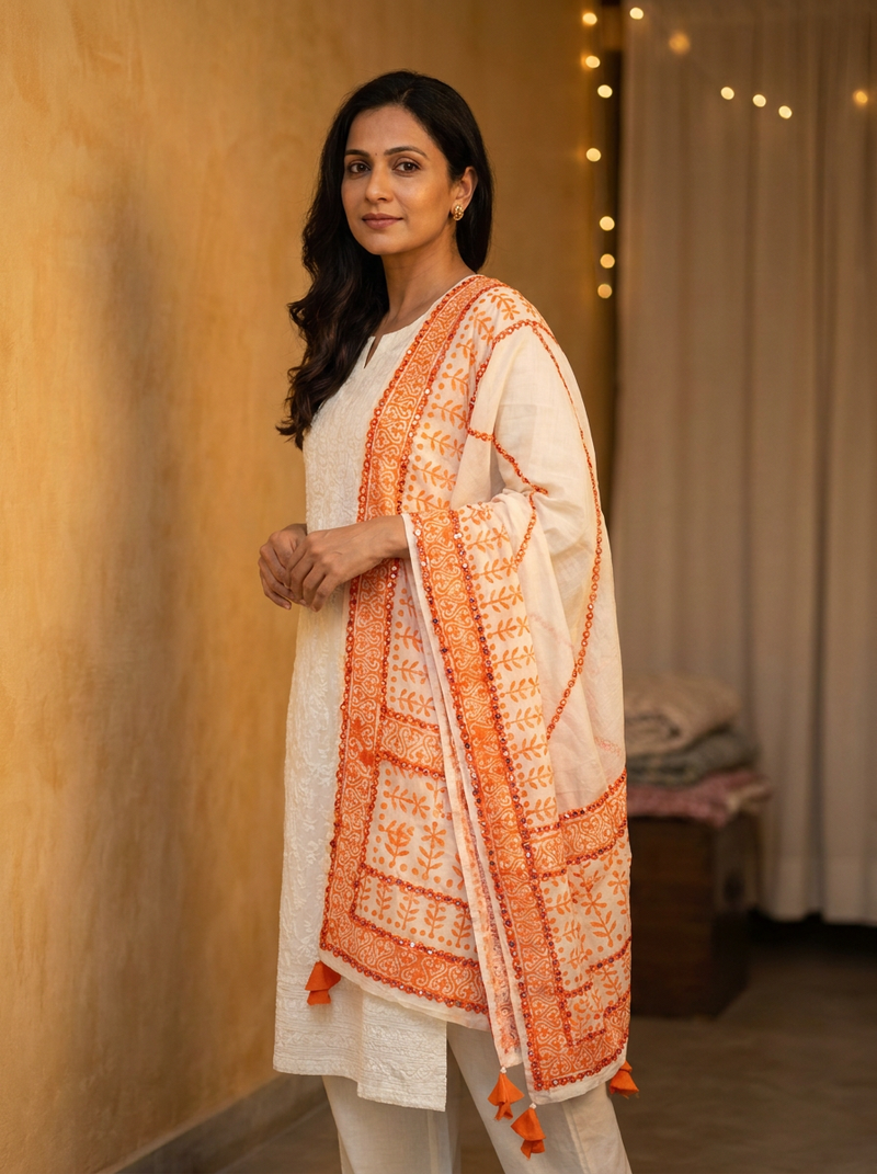 Same model wearing the Surya Dupatta