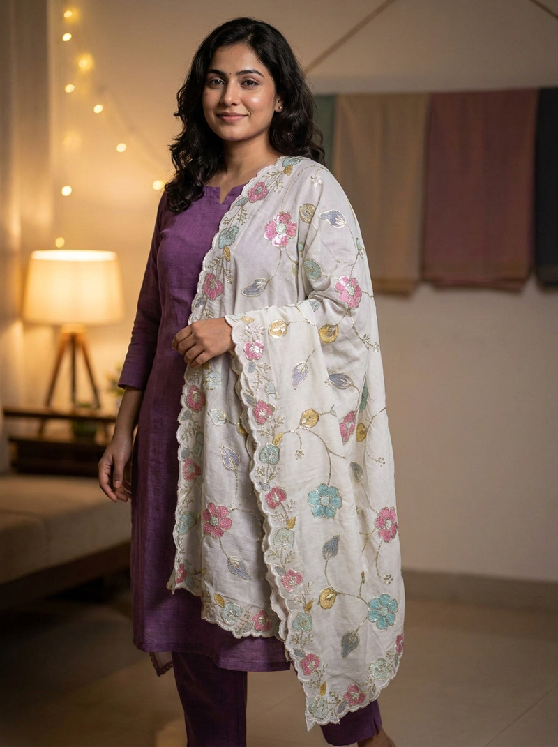Same model wearing the Valli Dupatta