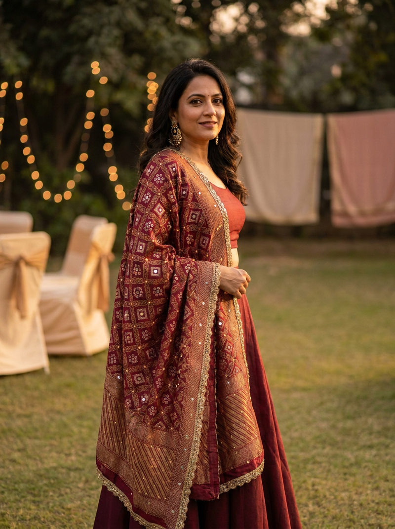 Same model wearing the Kiran Dupatta