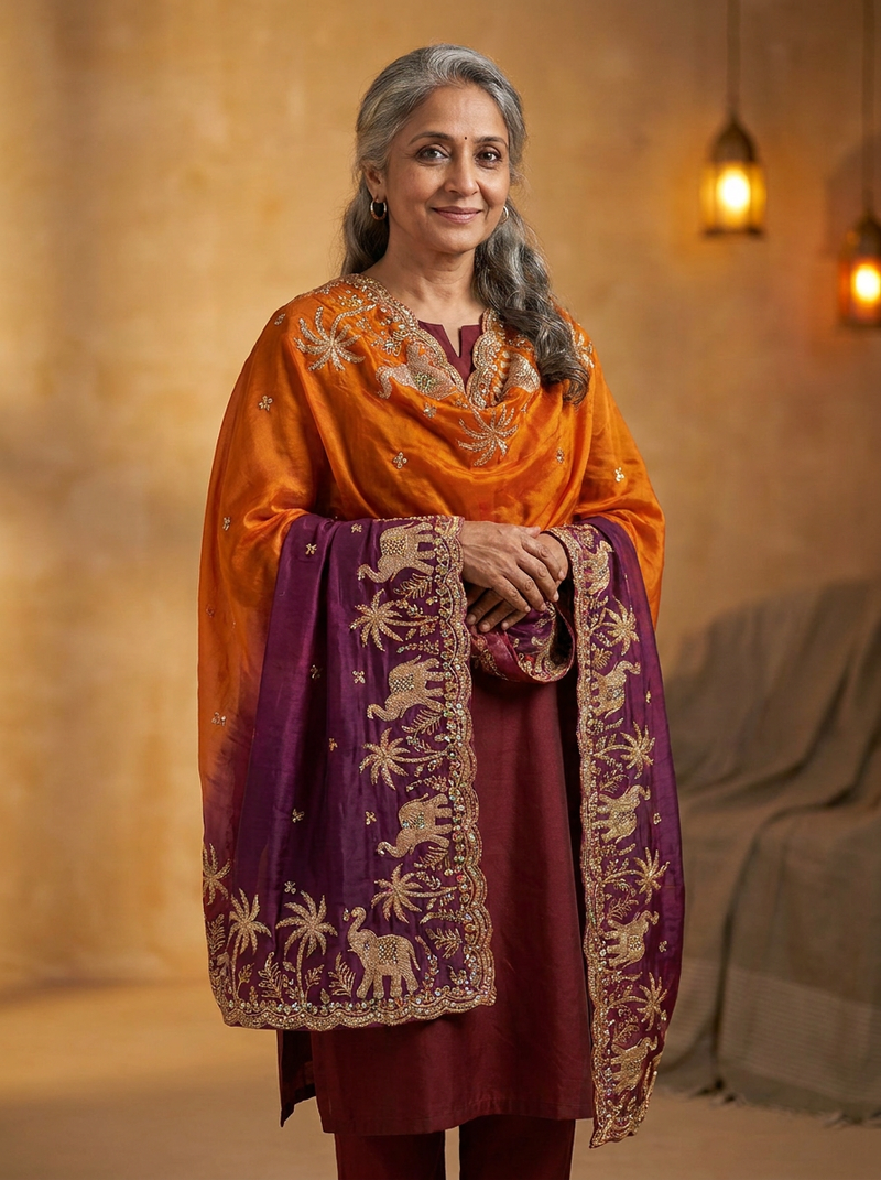 Same model wearing the Gaja Dupatta