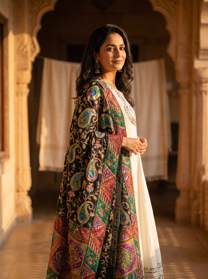Same model wearing the Rajasi Art Dupatta