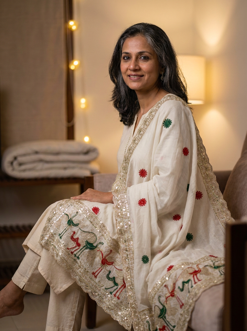 Same model wearing the Hansini Dupatta