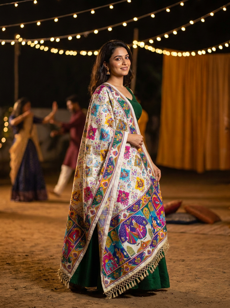 Same model wearing the Leela Dupatta