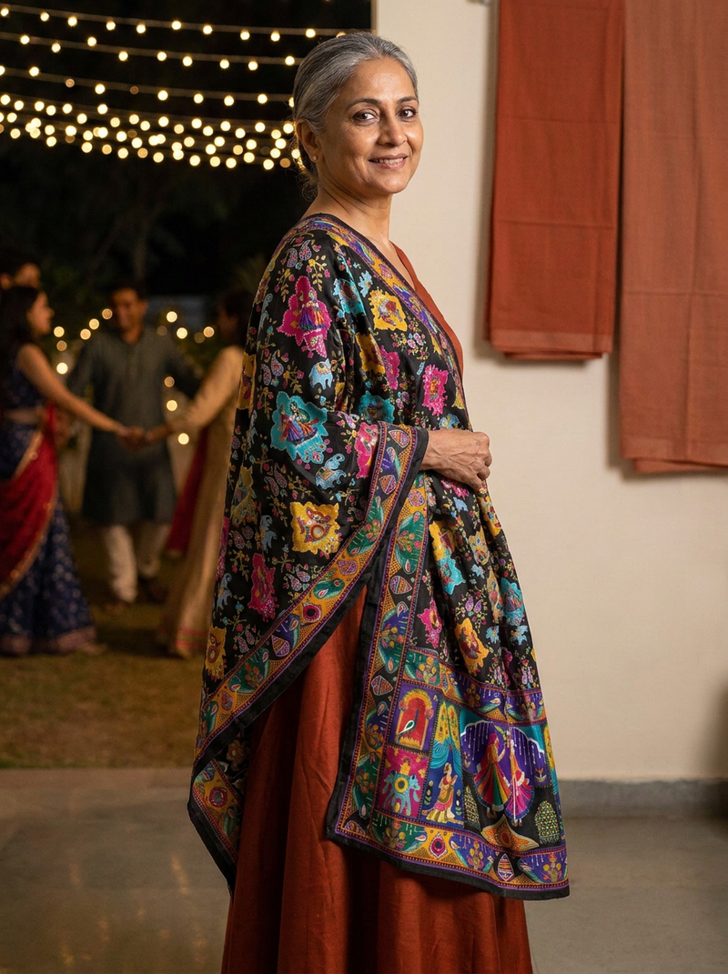Same model wearing the Leela Dupatta