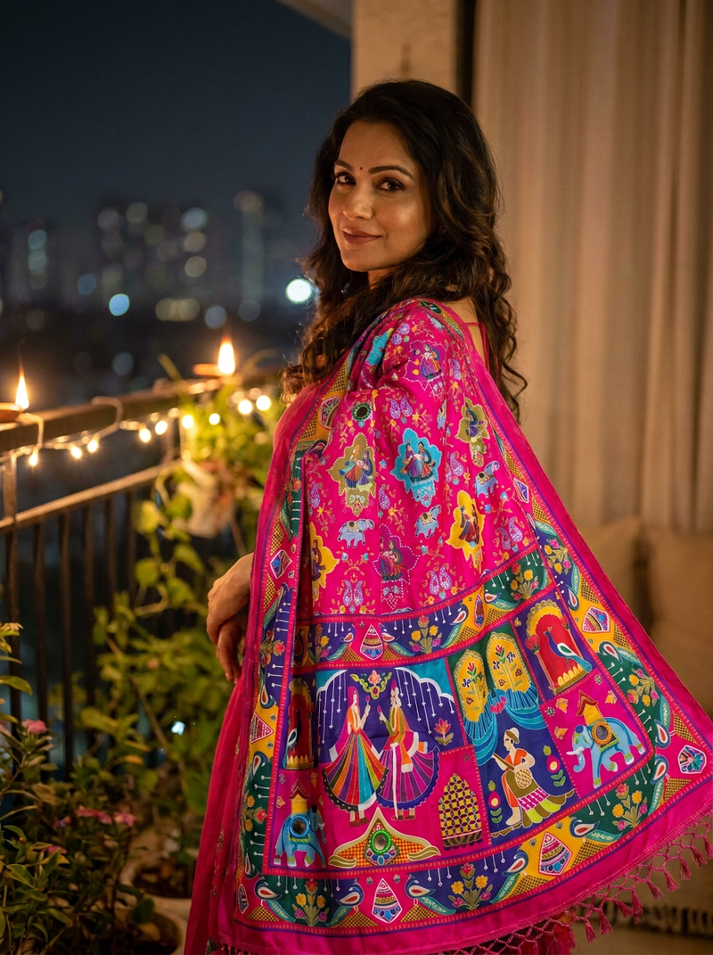 Same model wearing the Leela Dupatta