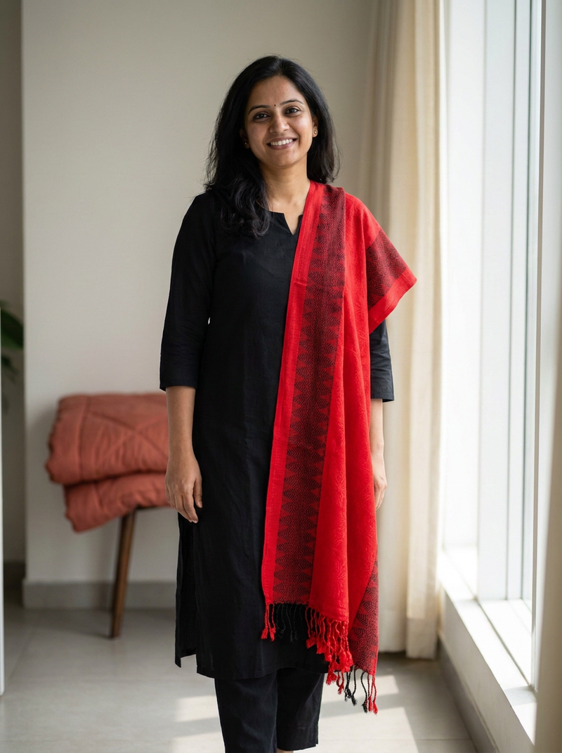 Same model wearing the Tara Pashmina Dupatta