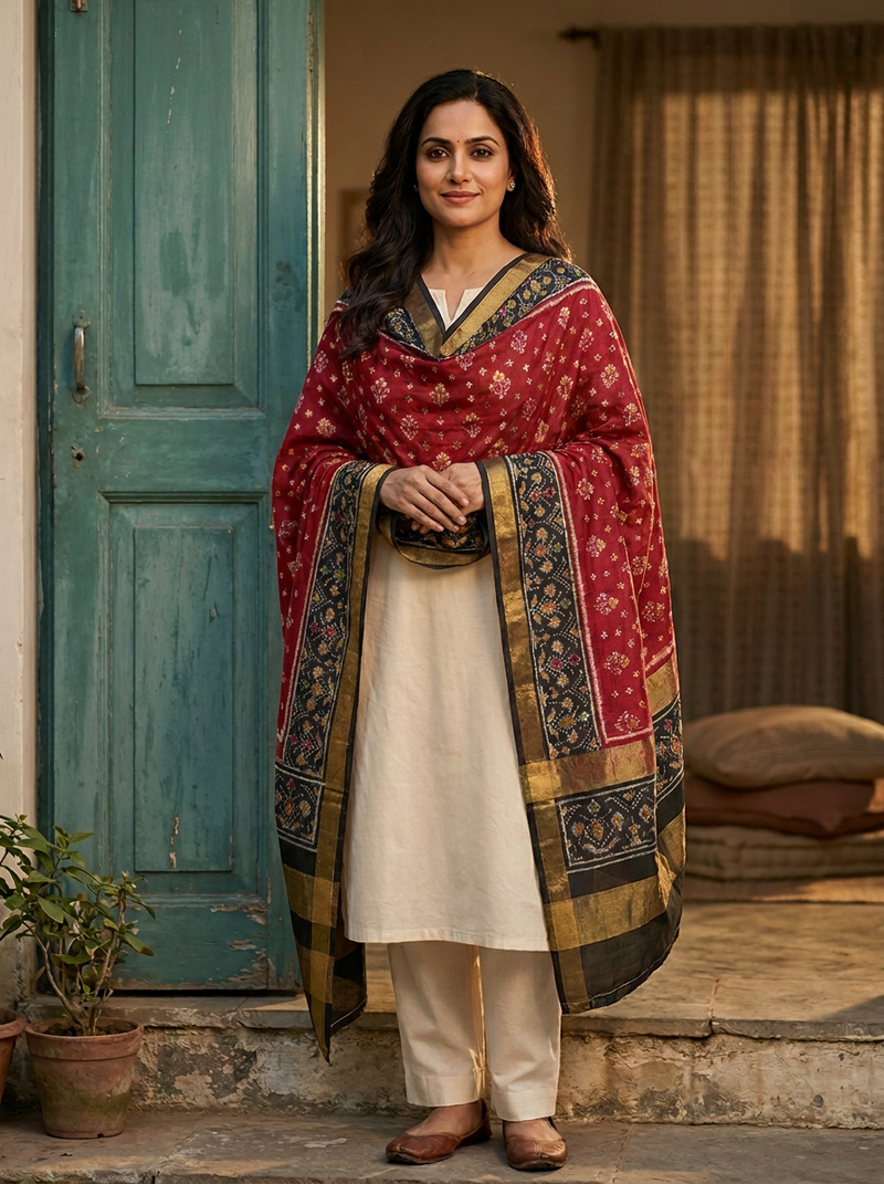 Same model wearing the Sangam Dupatta