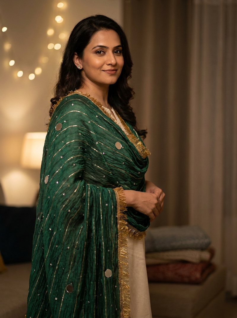 Same model wearing the Jugnu Dupatta