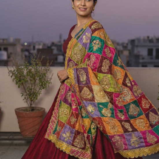 Rangmahal Patchwork Dupatta — product view 6
